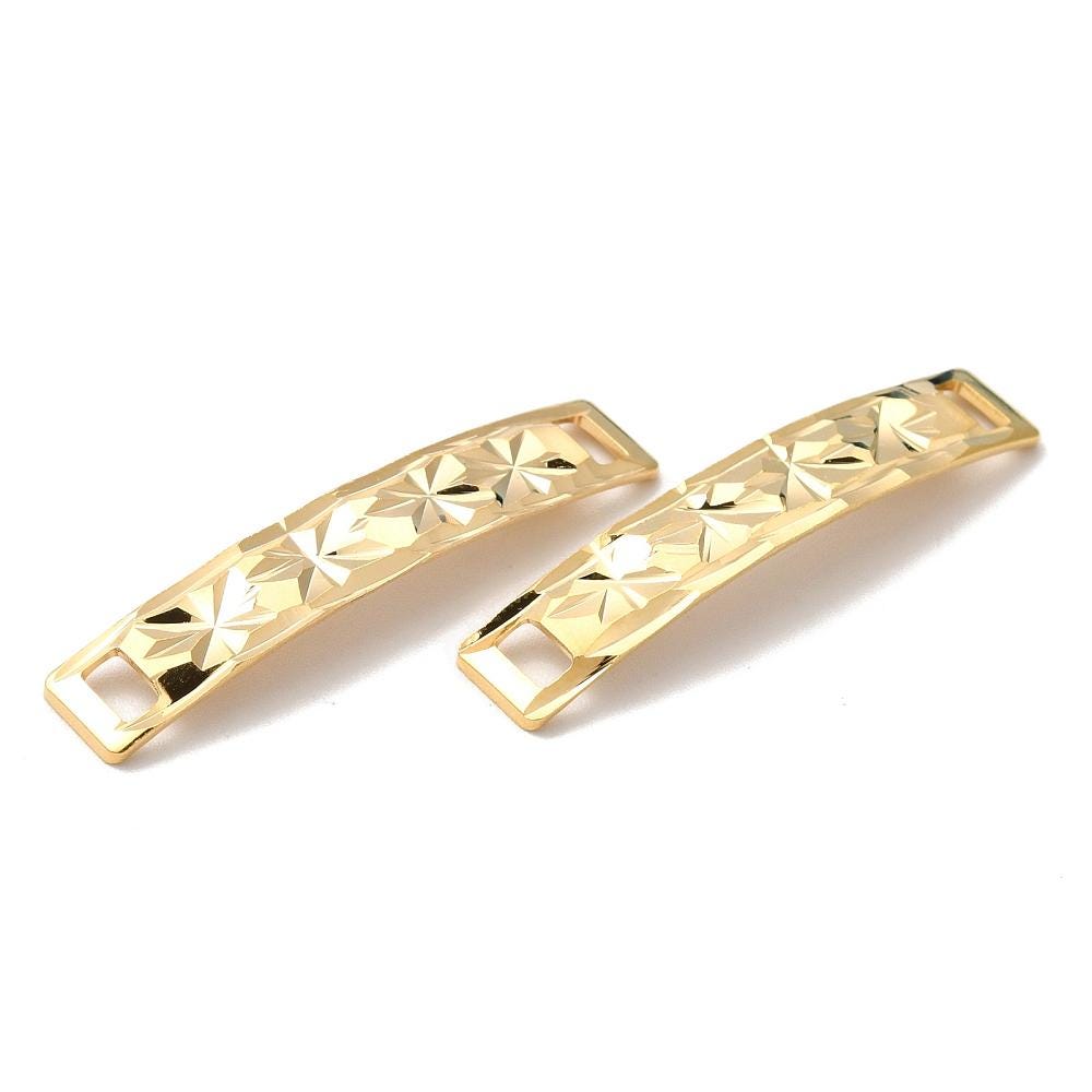 335x6mm 24k Gold Plated Curved Rectangle Link Connectors - 2pc