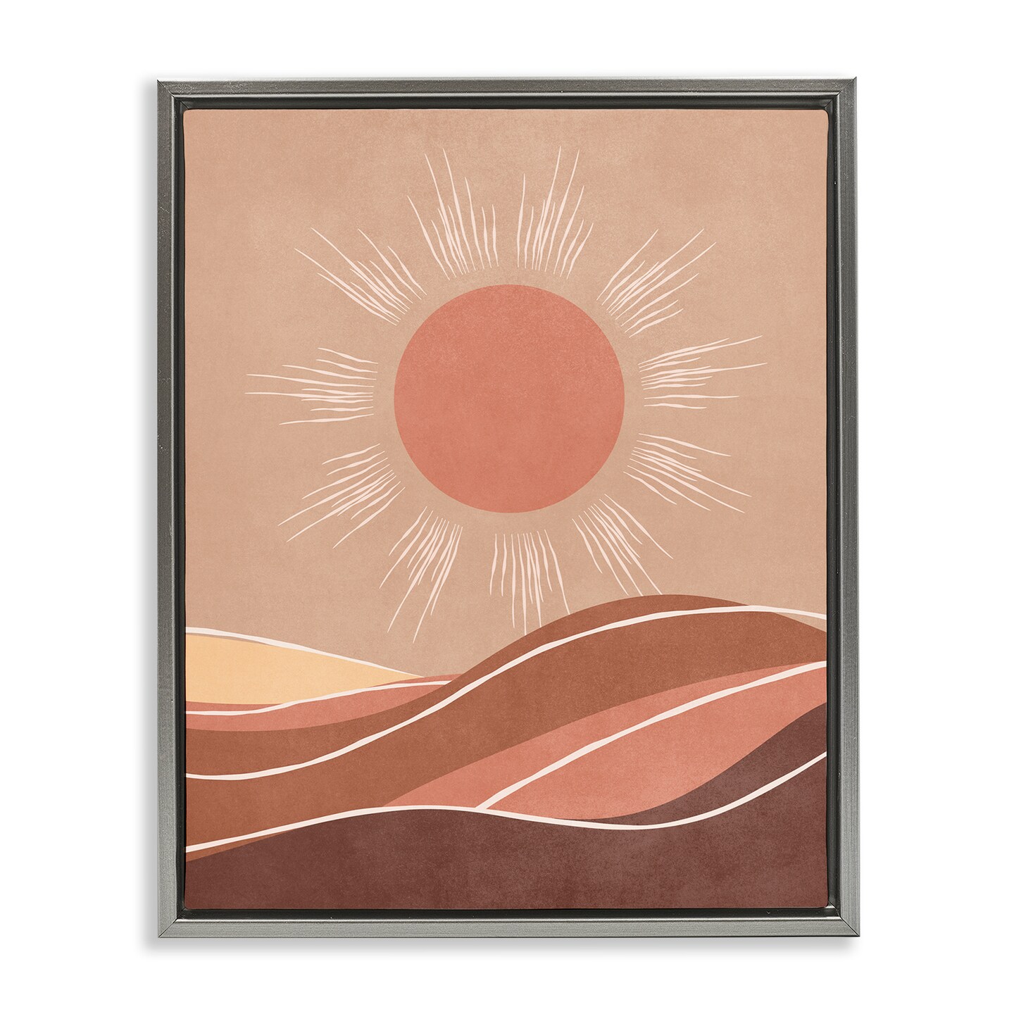 Stupell Industries Boho Sun over Desert Framed Floater Canvas Wall Art Design by Nataly White
