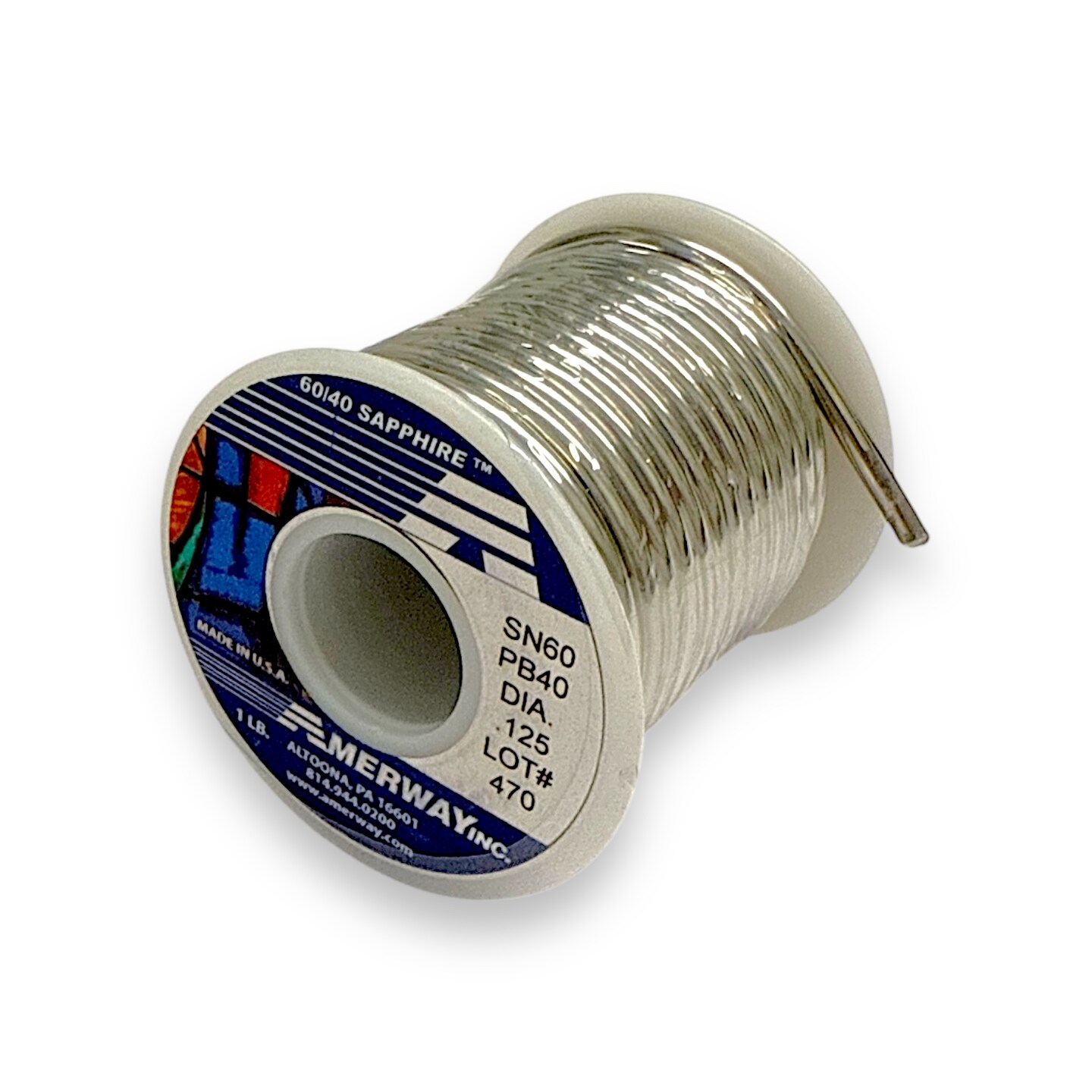 AMERWAY 60/40 SAPPHIRE Solder for Stained Glass (1 LB Spool)
