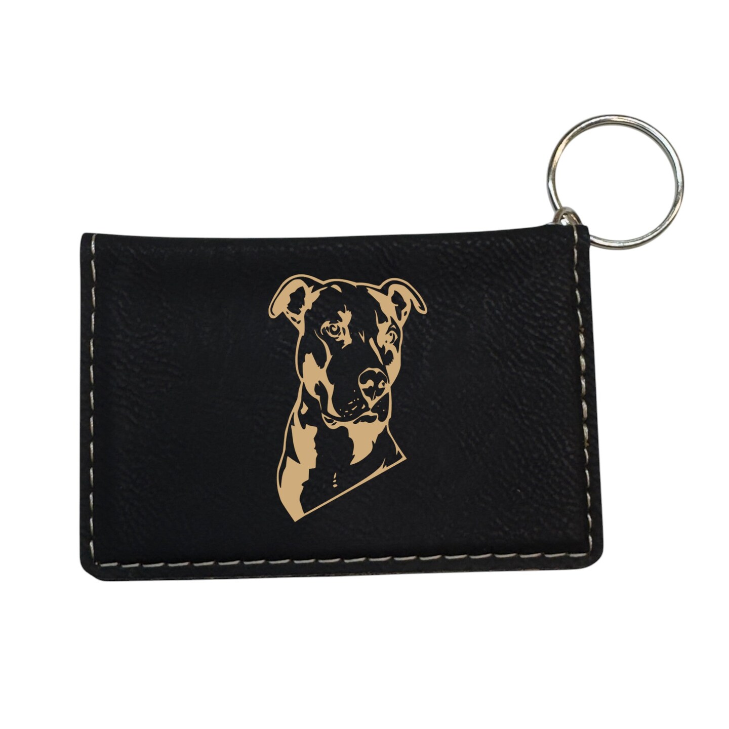 Keychain ID Holder Wallet - Pit bull - Leather