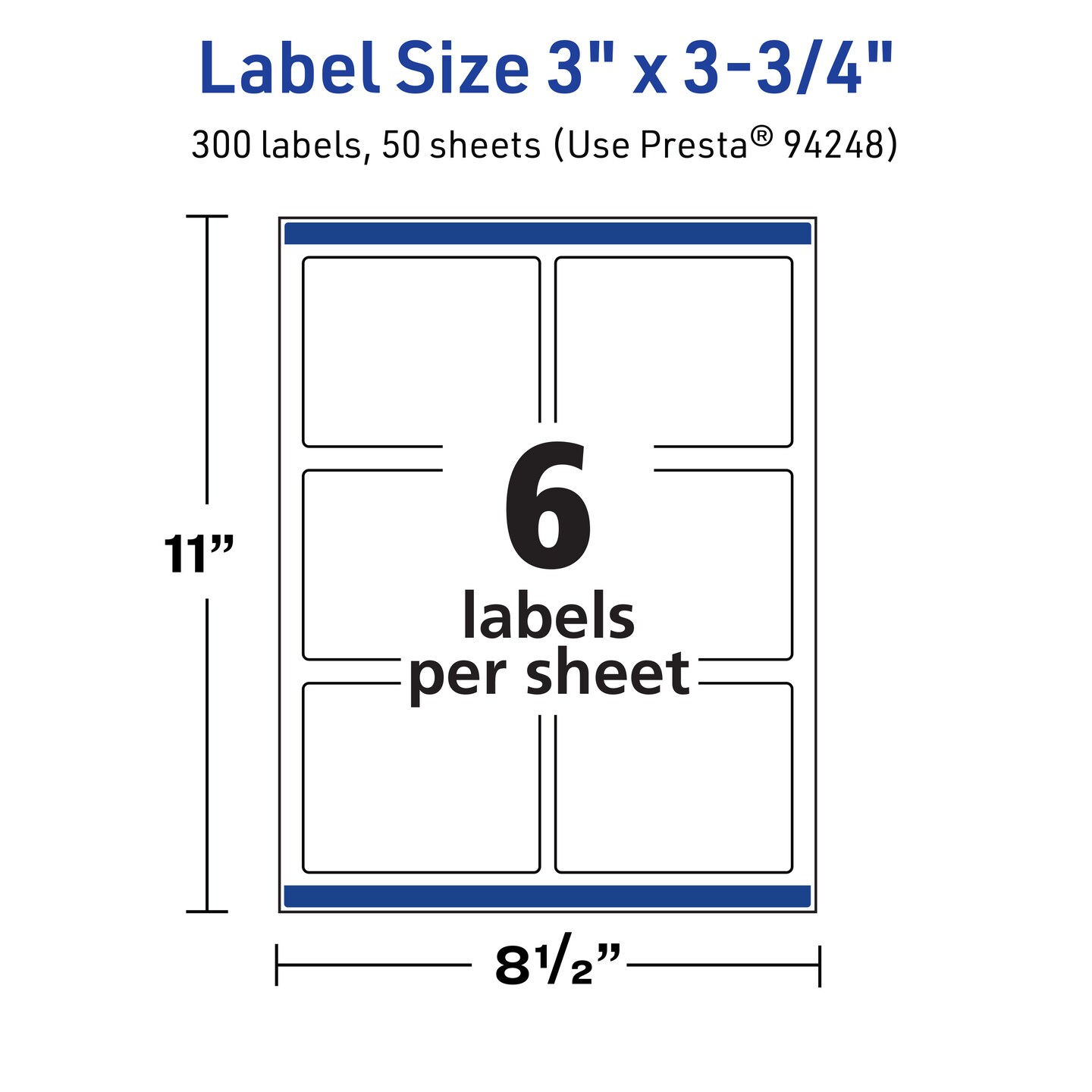 Avery TrueBlock Matte White Paper Labels,  3&#x22; x 3-3/4&#x22; Rectangle