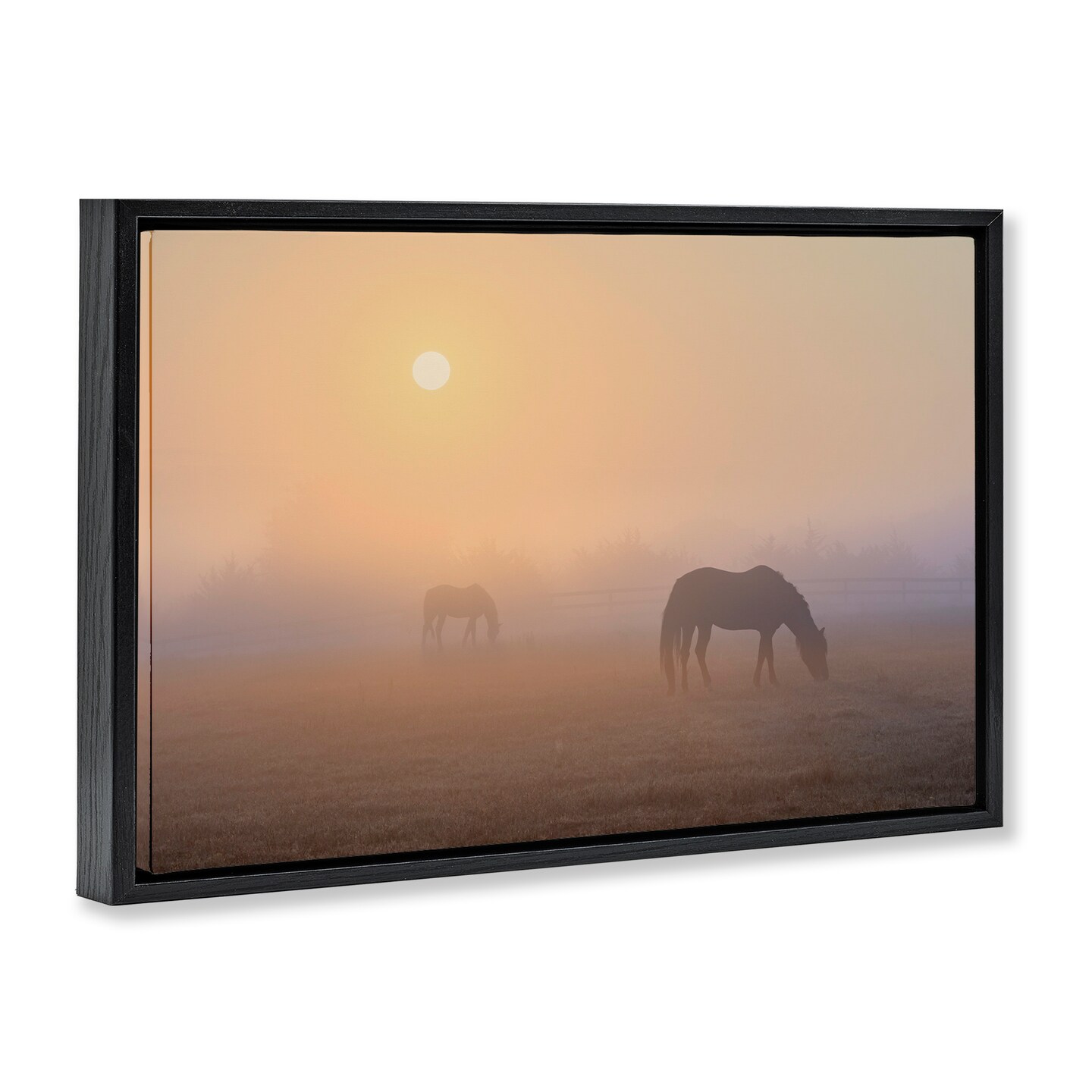 Stupell Industries Misty Sunlit Horses Framed Floater Canvas Wall Art Design by Marty Hulsebos