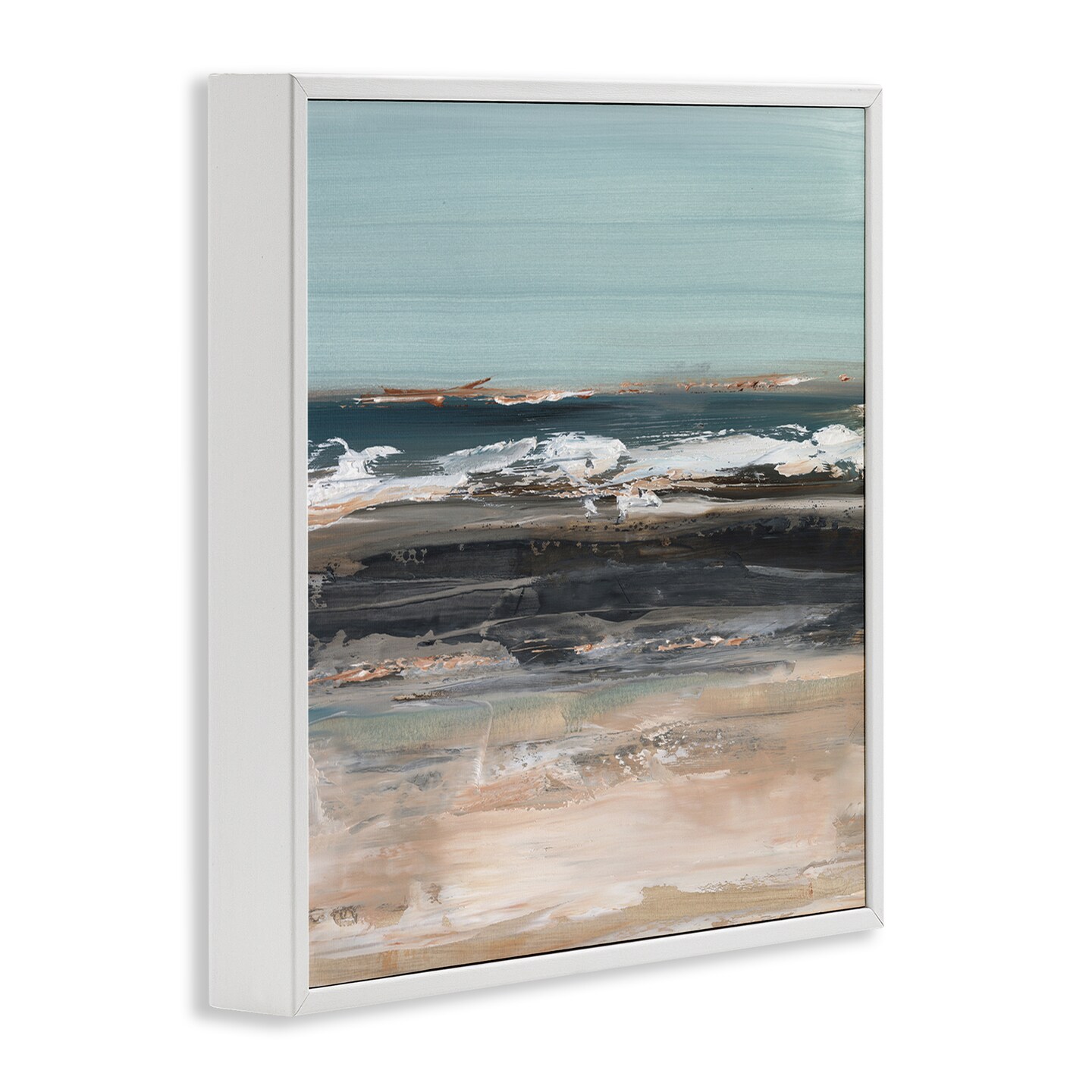 Stupell Industries Moody Grey Beach Waves Framed Giclee Wall Art Design by Ethan Harper