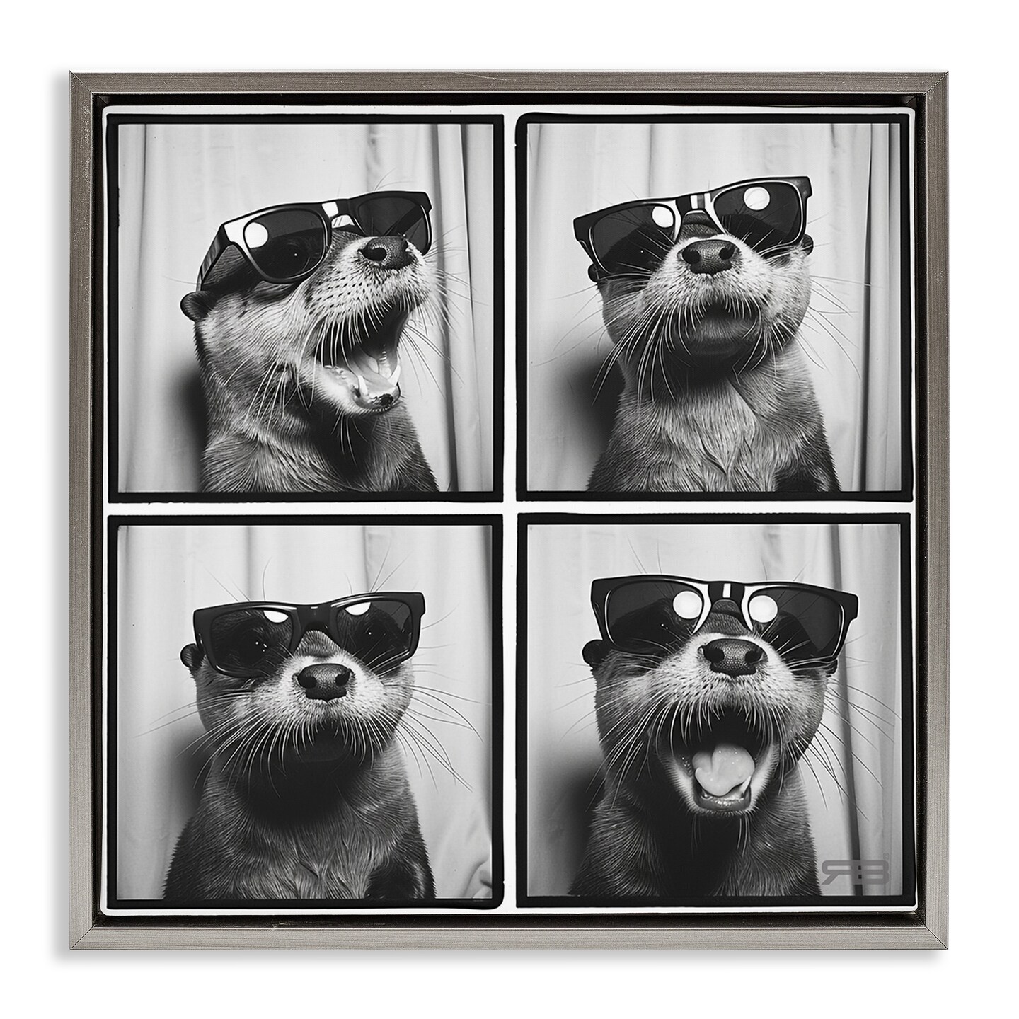Stupell Industries Fun Sunglasses Otter Framed Floater Canvas Wall Art Design by Roozbeh Bahramali