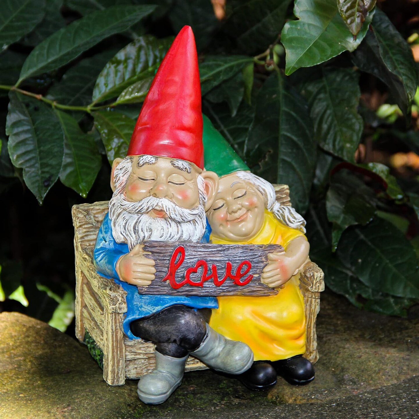 Garden gnome statue for outdoor decor,Couple in love gnomes figurine for patio lawn yard garden outdoor decoration,garden sculptures &#x26; statues,knome romantic indoor ornament forever lover gift