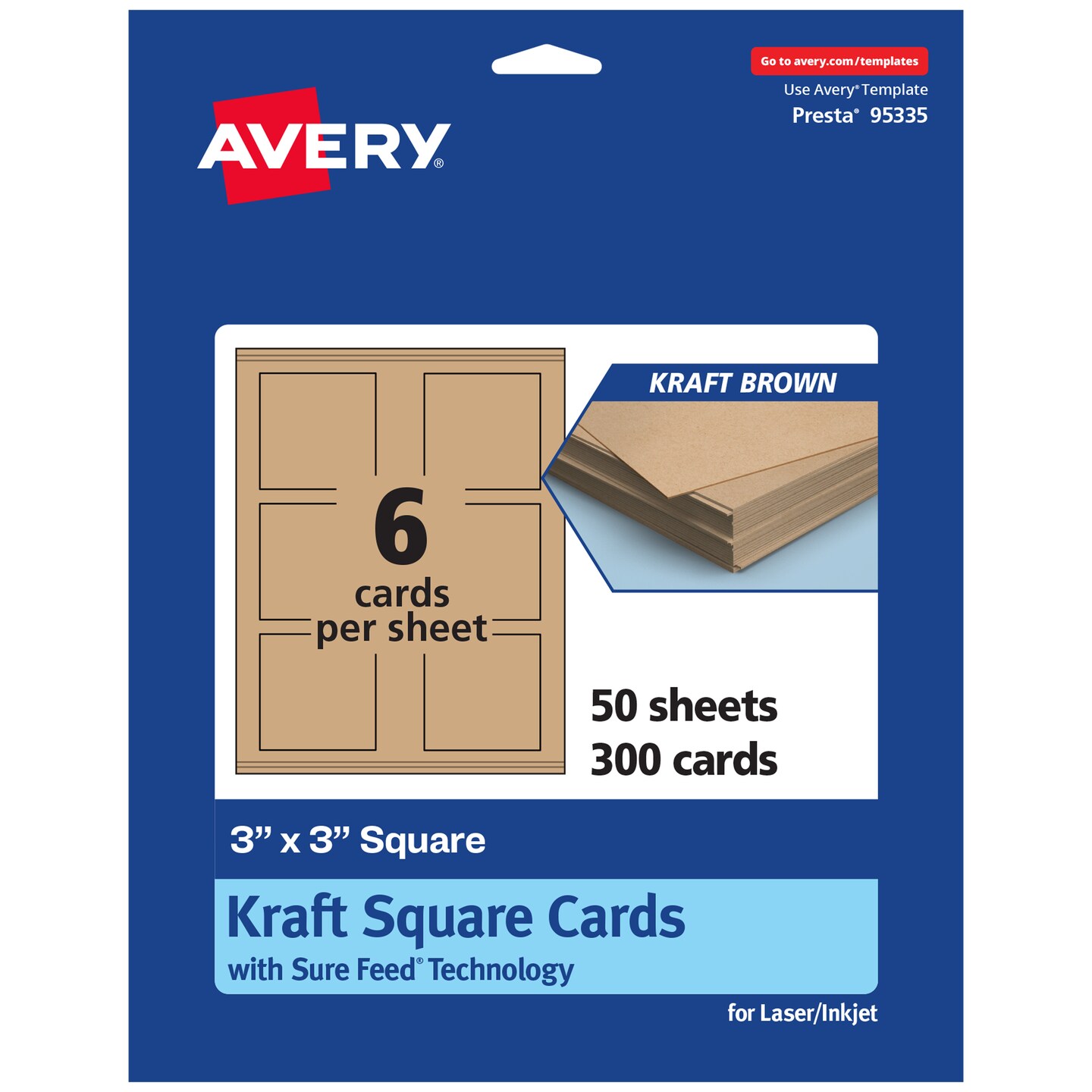 Avery Kraft Brown Square Cards, 3&#x22; x 3&#x22; Square