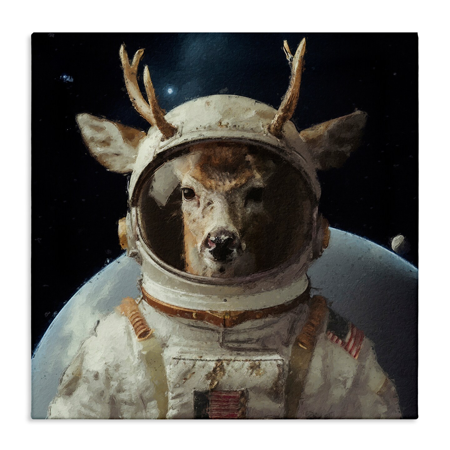 Stupell Industries Space Astronaut Deer Canvas Wall Art Design by Sean Parnell