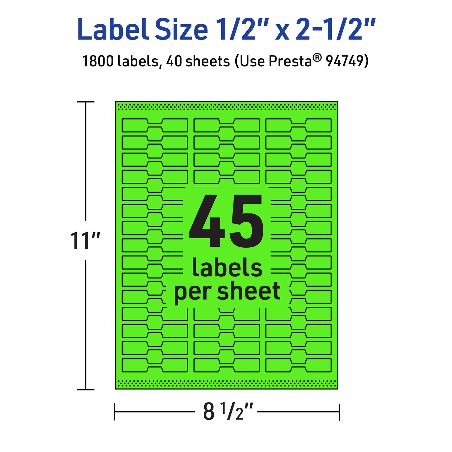Avery Neon Green Paper Labels, 0.5&#x22; x 2.5&#x22; Barbell