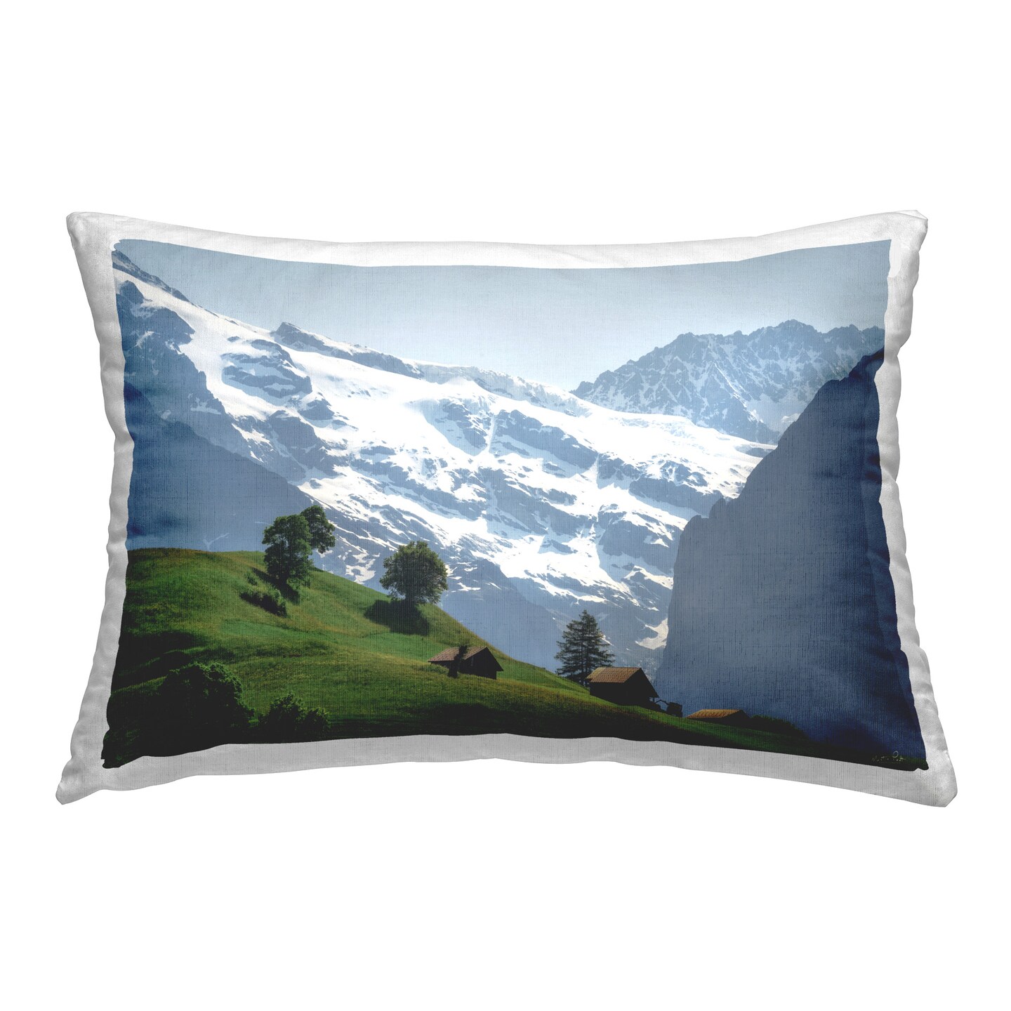 Mountain Slope Cabins Design by Martin Podt Throw Pillow 