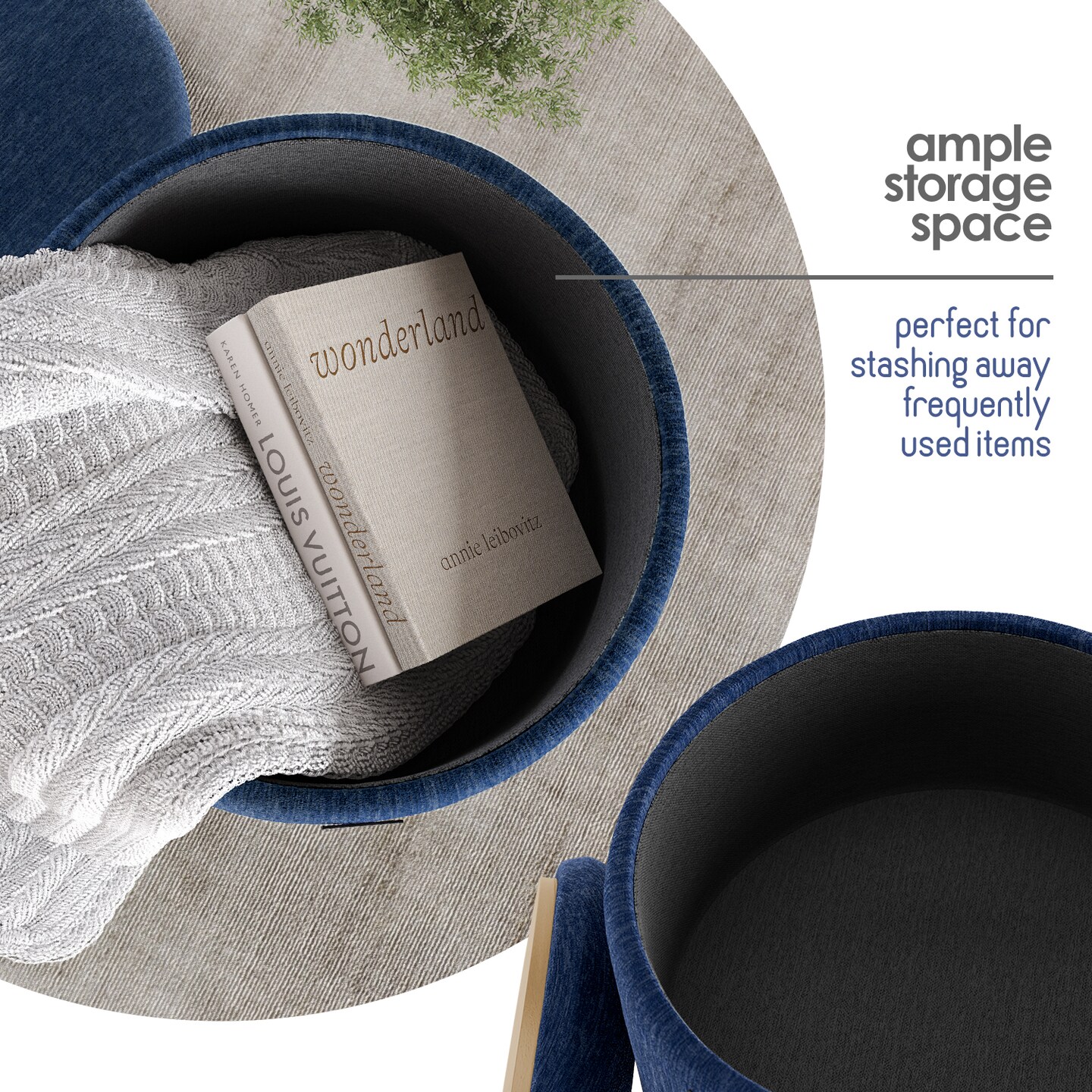 StorageBud Textured Velvet Storage Ottoman with Storage