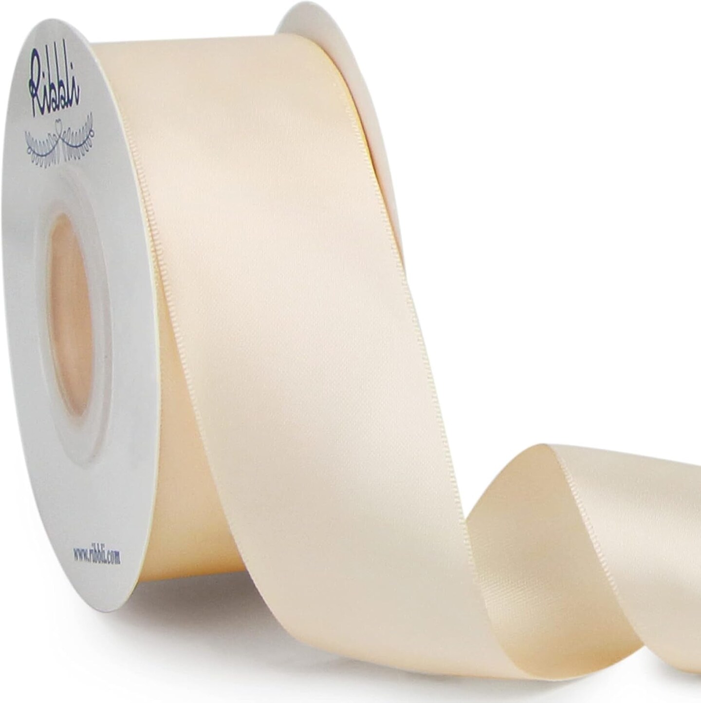 Cream Double Faced Satin Ribbon,1-1/2&#x201D; X Continuous 25 Yards,Use for Bows Bouquet,Gift Wrapping,Wedding,Floral Arrangement