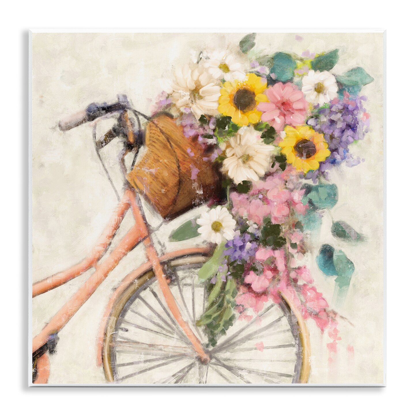 Stupell Industries Flower Swathed Bicycle Wall Plaque Art Design by Nina Blue