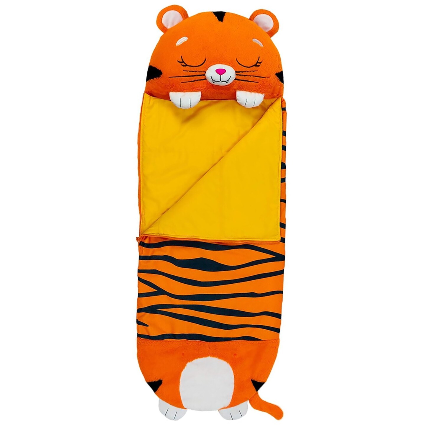 Happy Nappers: Pillow &#x26; Sleepy Sack: Large - Tiger Tobi - 66 x 30&#x22;, 2-In-1: Plush Animal Opens Into Sleeping Bag, Soft Play &#x26; Nap Character, Kids 7+