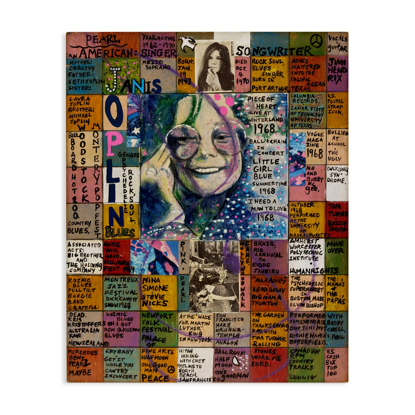 Stupell Industries Janis Joplin Collage Canvas Wall Art Design by Sabin