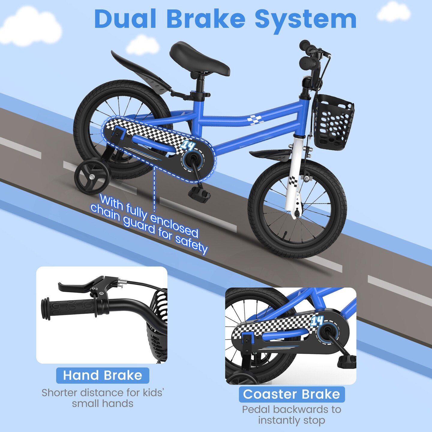 2 Training Wheels Kid's Bike with Adjustable Handlebar and Saddle