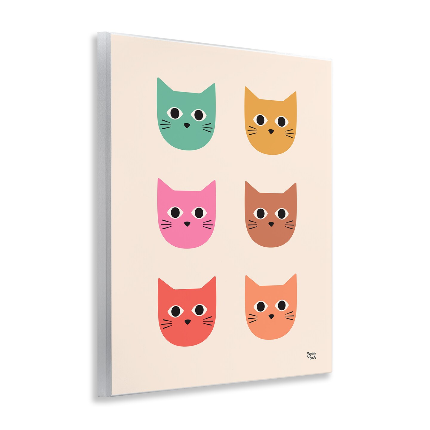 Stupell Industries Colorful Cat Faces Wall Plaque Art Design by Jessica Beck