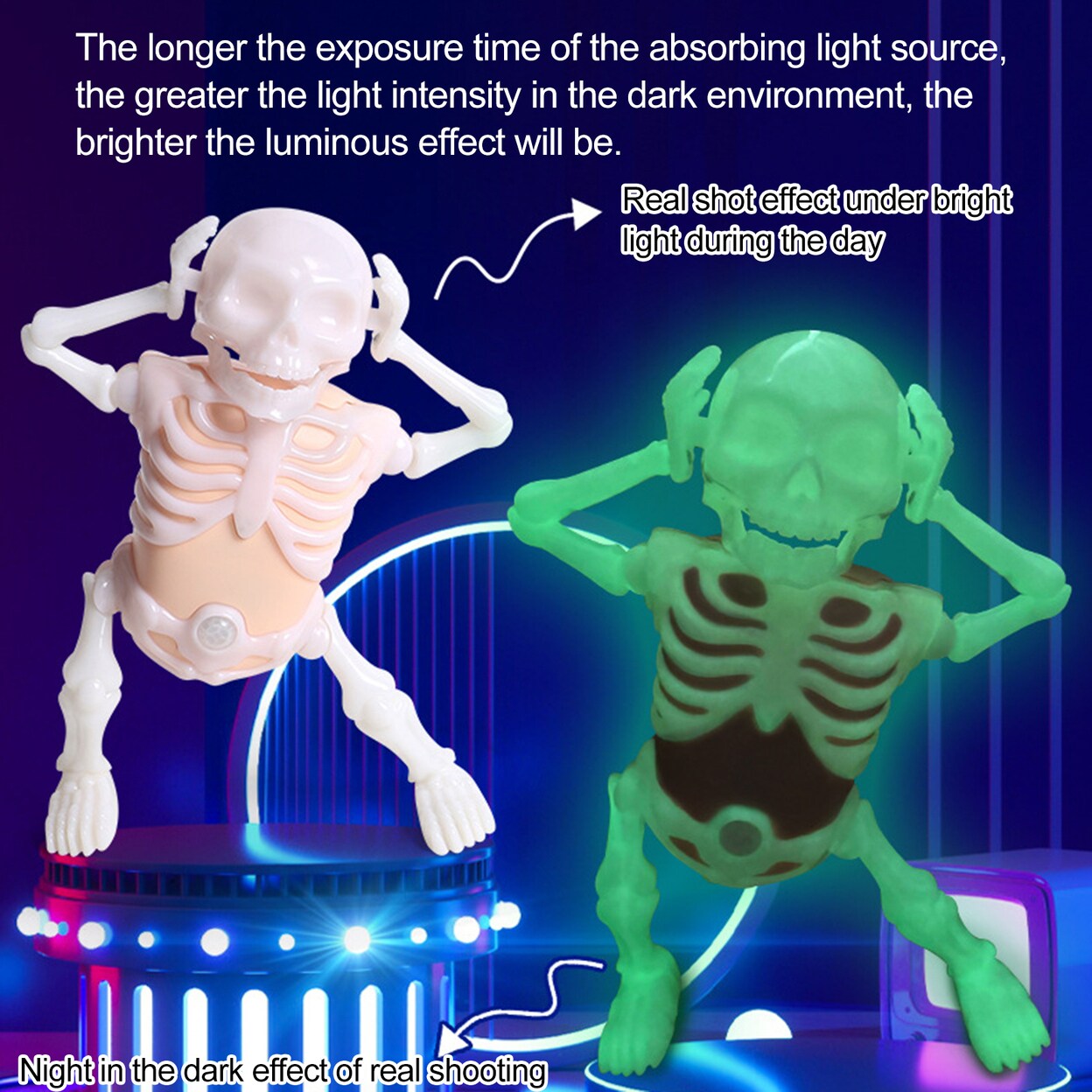 Halloween Dancing Skeleton Toy Funny Skeleton Sensory Toy With Sound Children Plaything Glow In The Dark Dance Skull