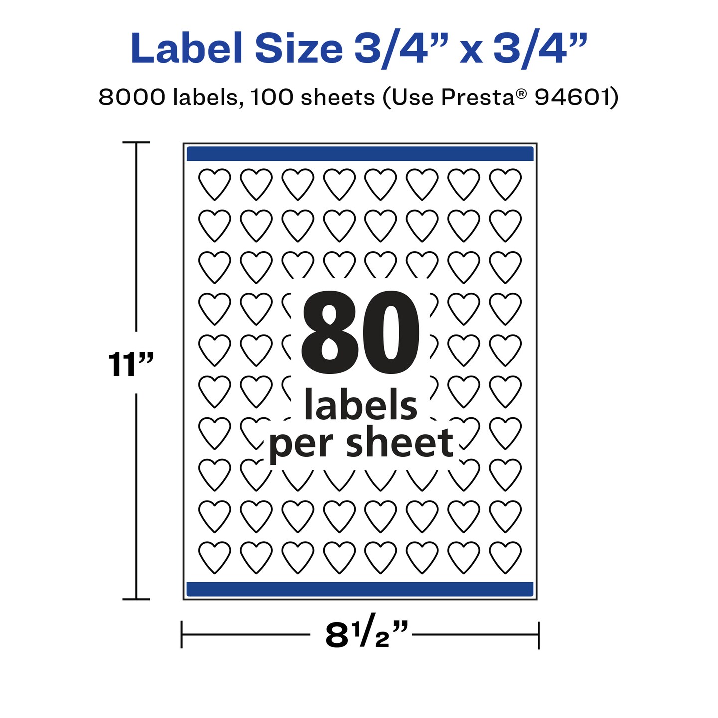 Avery Glossy White Heart Labels with Sure Feed, .75&#x22; x .75&#x22;