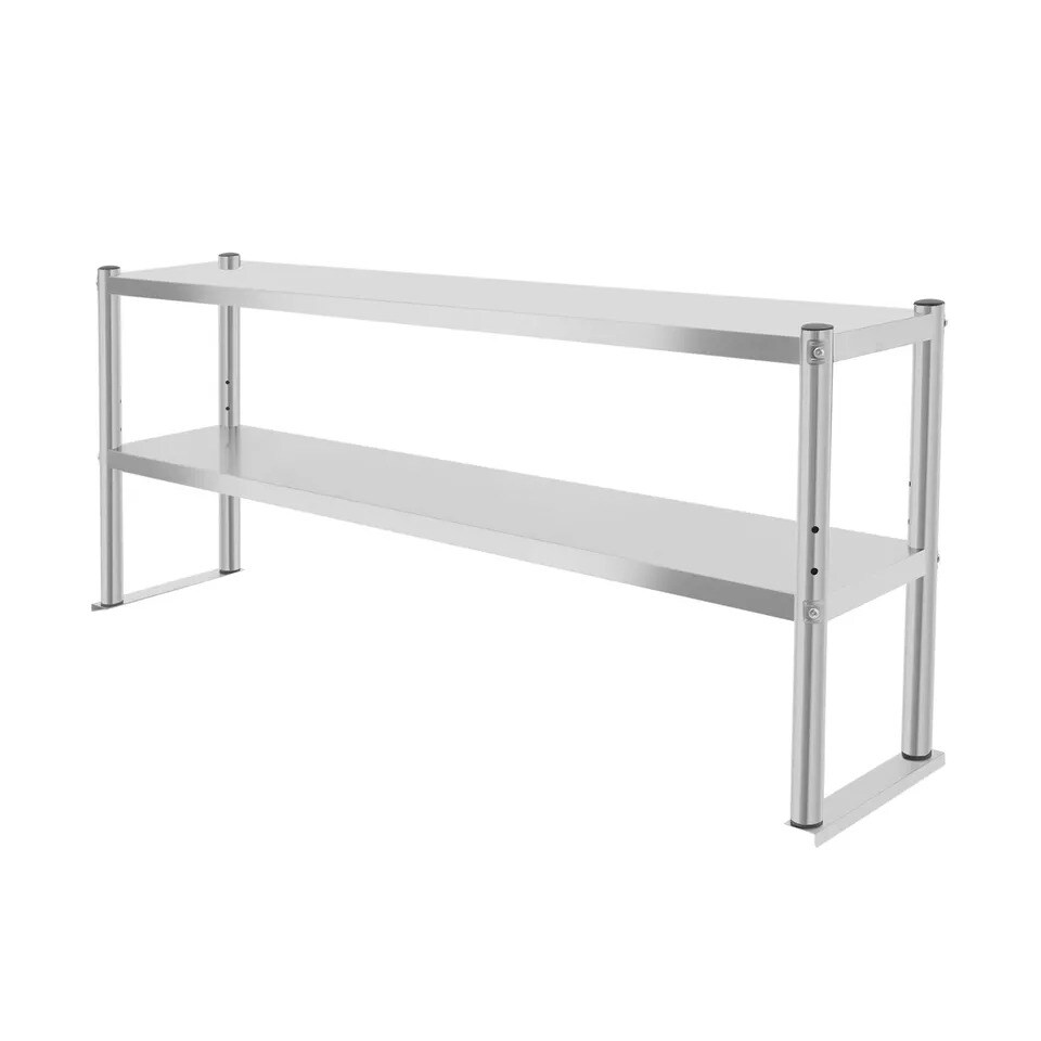 2-Tier Overshelf for Prep&#x26;Work Table Stainless Steel 12x59Inch Commercial Table