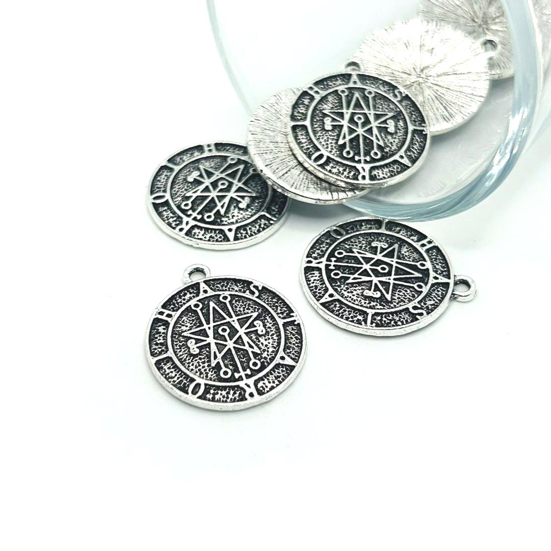 1, 4, 20 or 50 Pieces: Antiqued Silver Astaroth Demon Sigil Pendant Charm