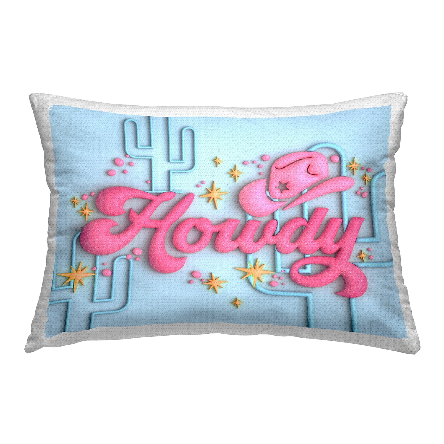 Glam Howdy with Cacti Outdoor Printed Pillow Design by Ziwei Li, 14 x 7 x 20