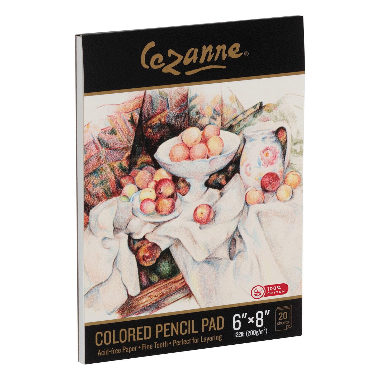 Cezanne 100% Cotton Colored Pencil Pads, Acid-Free, Fine-Textured Paper, Ideal Colored Pencil Paper, Charcoal Paper, 122 lb. Paper for Colored Pencils, 20 Sheets, Multiple Sizes