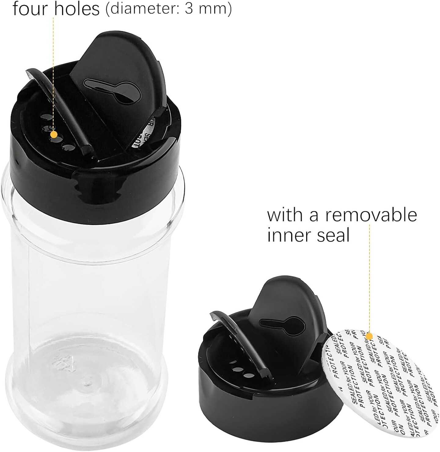 3 oz Plastic Spice Jars with Shaker Lids and Labels, 14 Pcs Clear Empty Spice Bottles Seasoning Containers for Spice, Herbs and Seasoning Powders