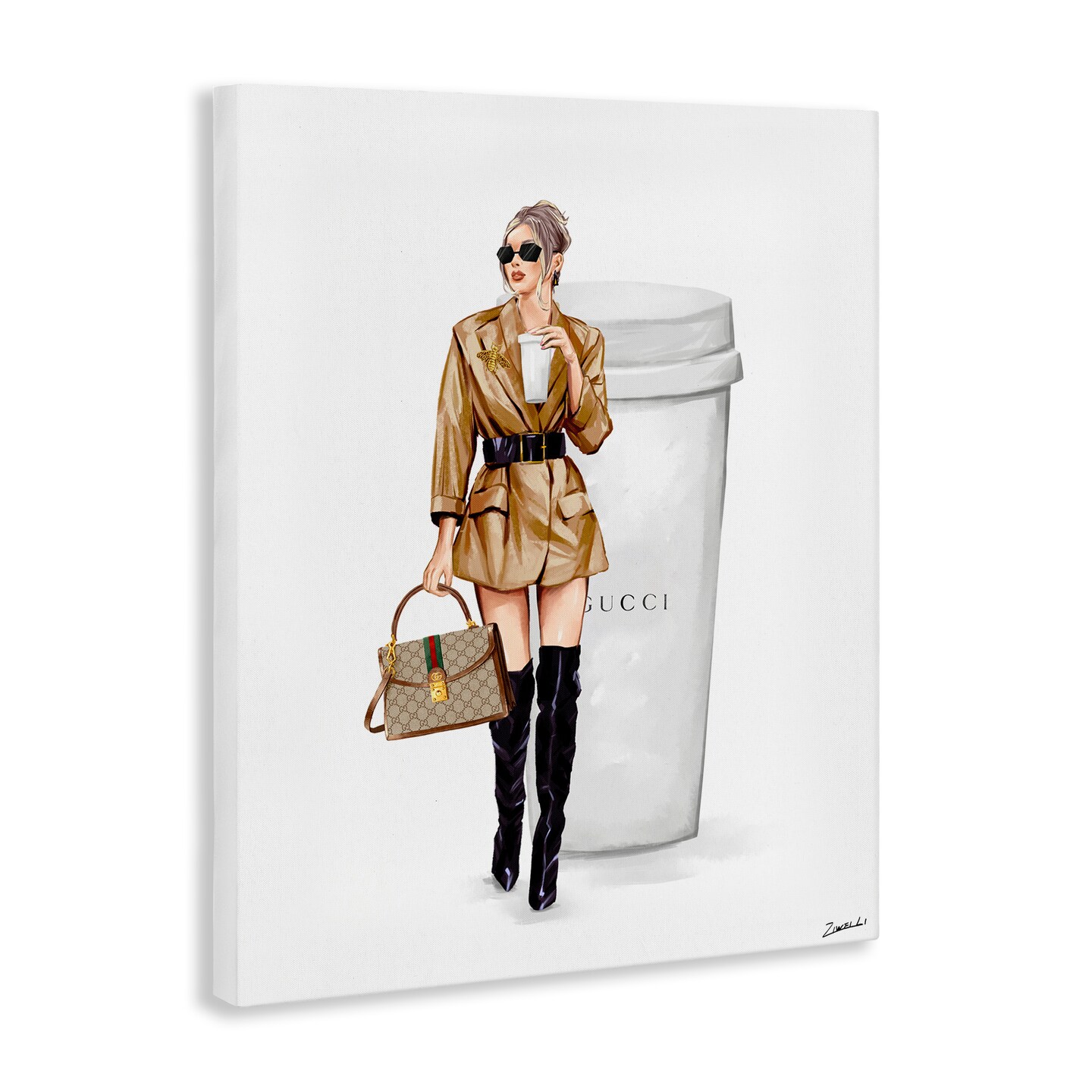 Stupell Industries Sophisticated Girl & Coffee Canvas Wall Art Design by Ziwei Li