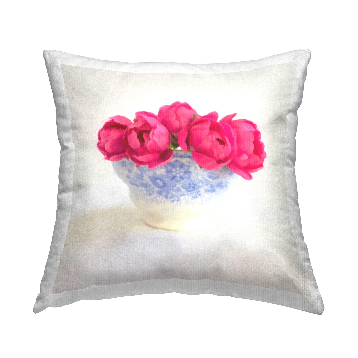 Roses in White Pottery Design by GraffiTee Studios Throw Pillow 