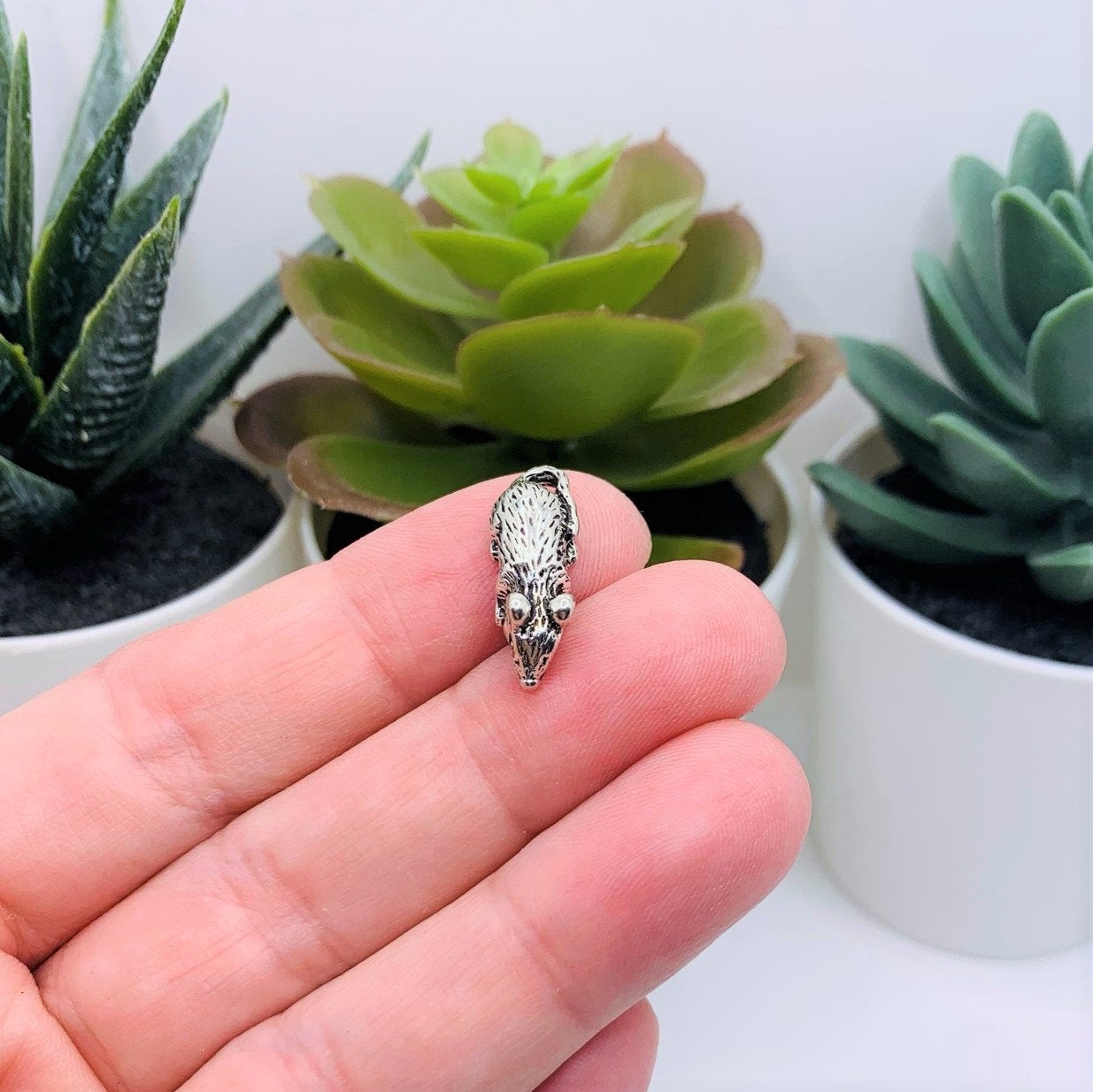 4, 20 or 50 Pieces: Silver Mouse Rat 3D Charms