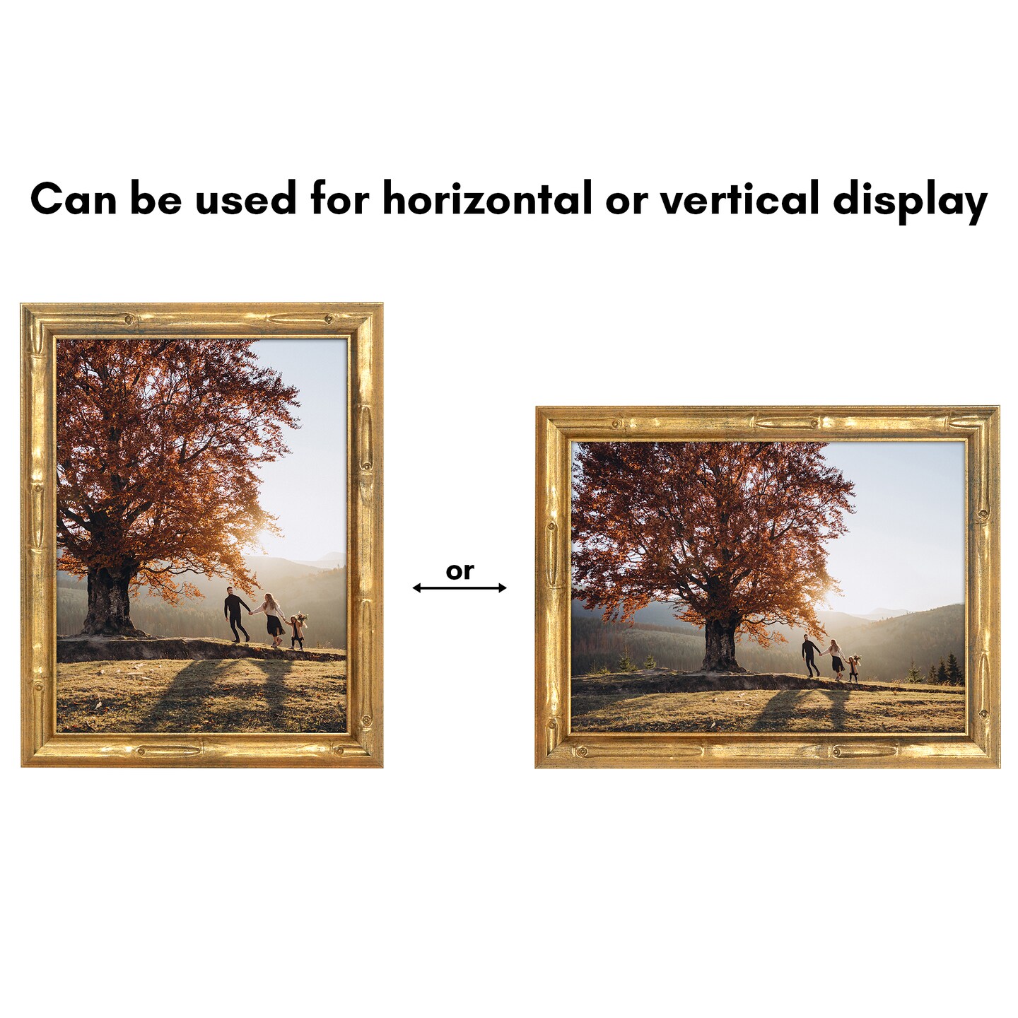 Americanflat Picture Frame with Bamboo Design - Gold Bamboo Frame with Shatter-Resistant Glass - Elegant Gallery Style Frame - Faux Bamboo Photo Frame for Tabletop or Wall Display