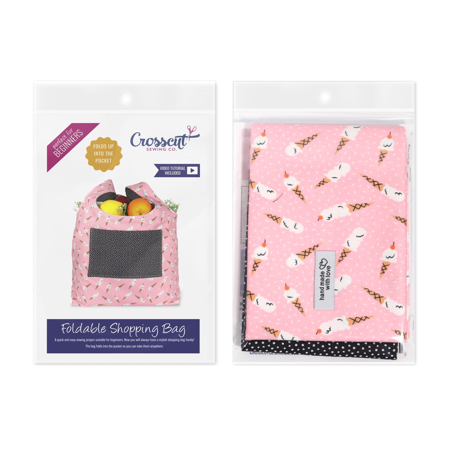Crosscut Sewing Co.® Foldable Shopping Bag Sewing Kit - Beginner Sewing Project Kit
