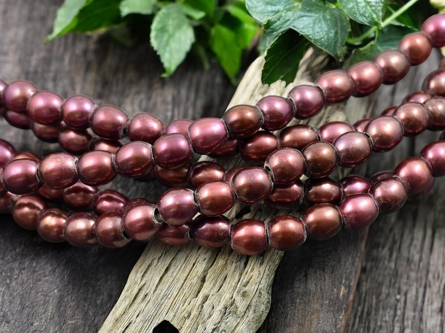 8mm Pink Bronze Large Hole Fresh Water Potato Pearls (8&#x22; Strand)