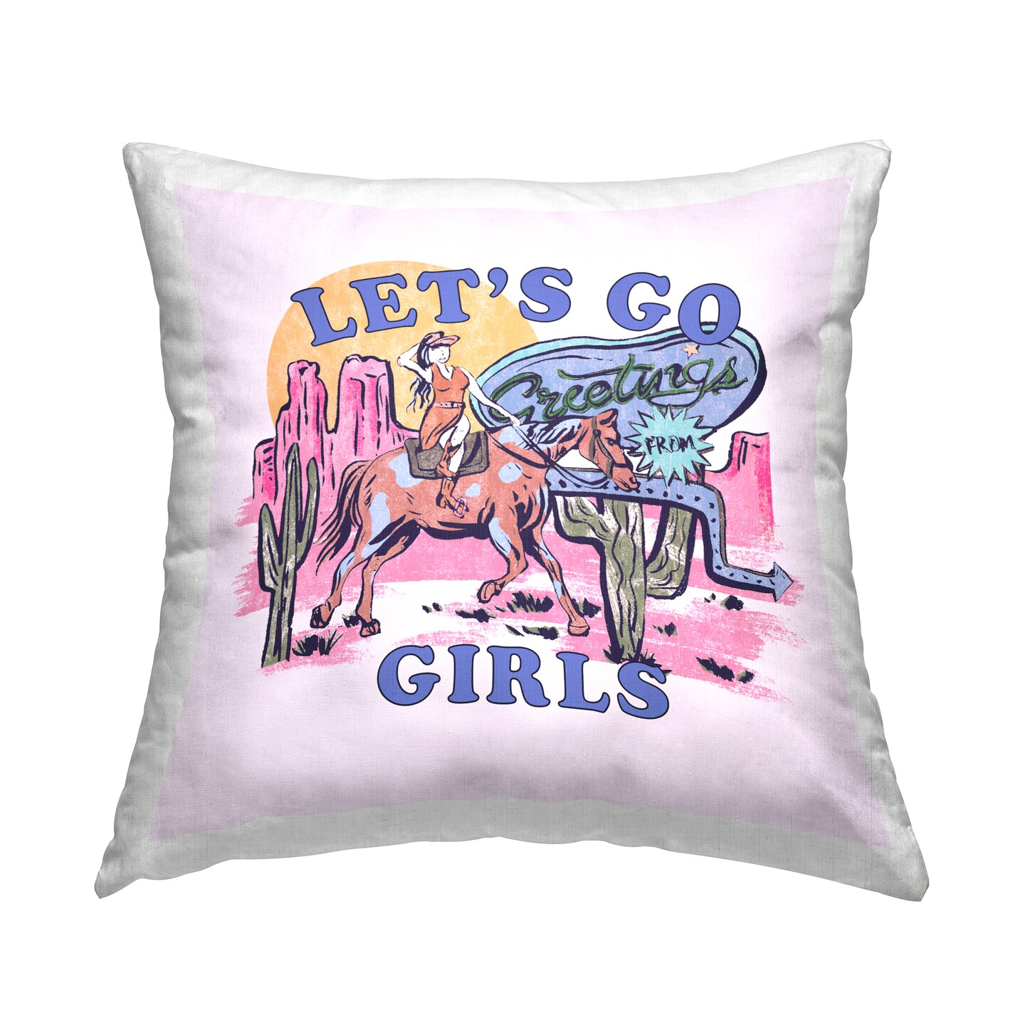 Western Let&#x27;s Go Girls Decorative Printed Throw Pillow Design by Melissa Wang, 18 x 7 x 18