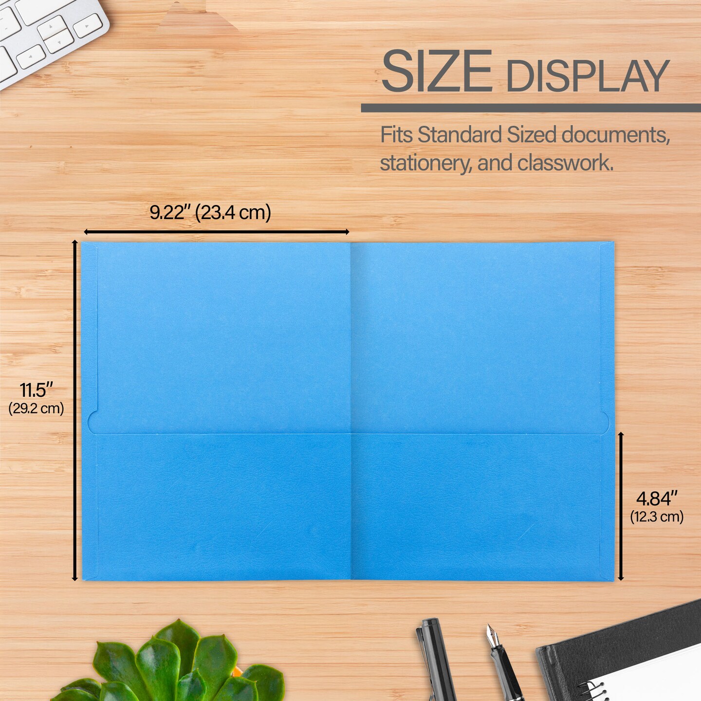 BAZIC 2-Pockets Portfolios Premium Blue Color (25/Box)