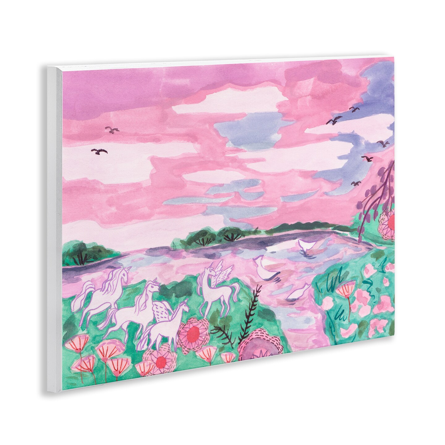 Stupell Industries Pastel Unicorns Landscape Wall Plaque Art Design by Melissa Wang