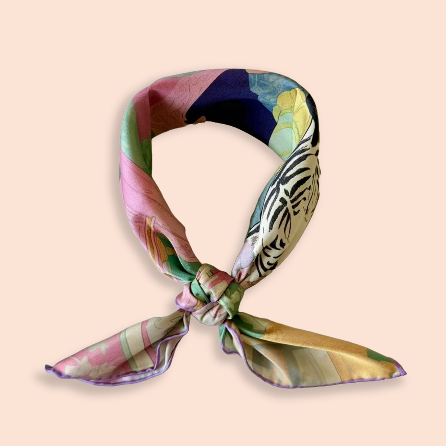 Pure Silk Square Scarf - White Tiger 27 In, Mulberry Twill Silk