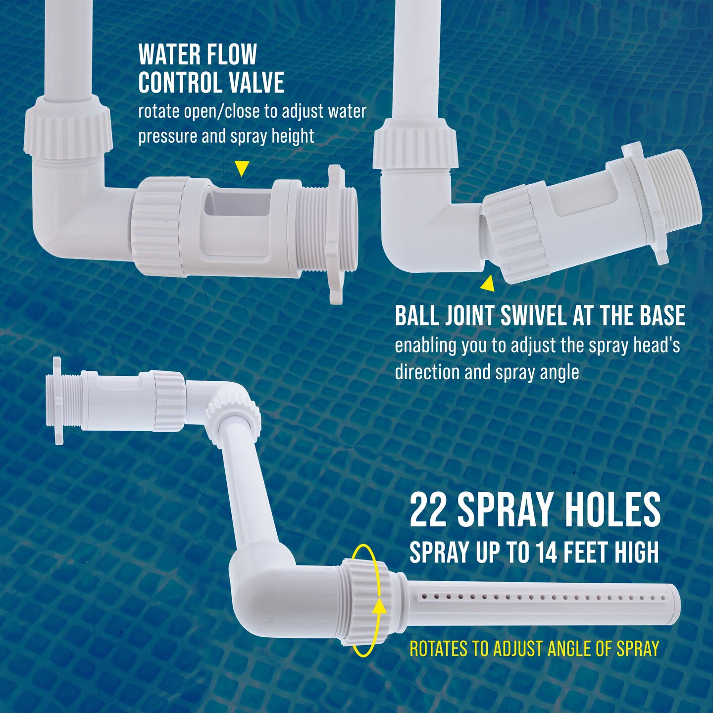 U.S. Pool Supply Swimming Pool Waterfall Spray Fountain - Adjustable Sprinkle Distance, Pool Spray Aerator Cools Water Temperature, In &#x26; Above-Ground