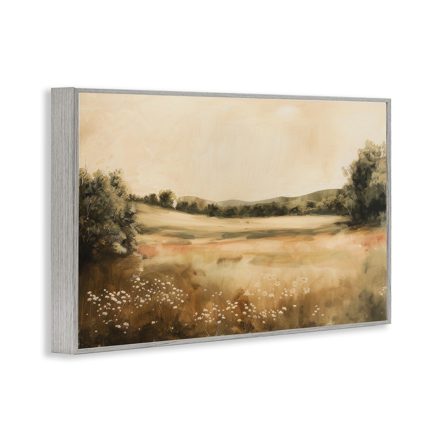 Stupell Industries Neutral Meadow Landscape Framed Giclee Wall Art Design by Lazar Studio