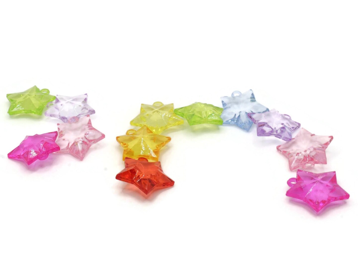 12 31mm Mixed Color Large Clear Acrylic Star Charms