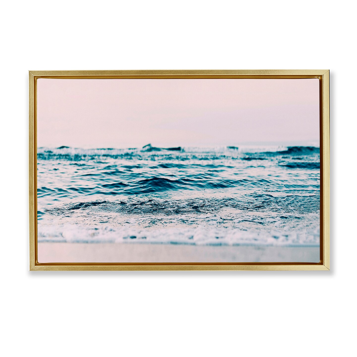 Stupell Industries Ocean Wave Blush Framed Floater Canvas Wall Art Design by Sisi and Seb