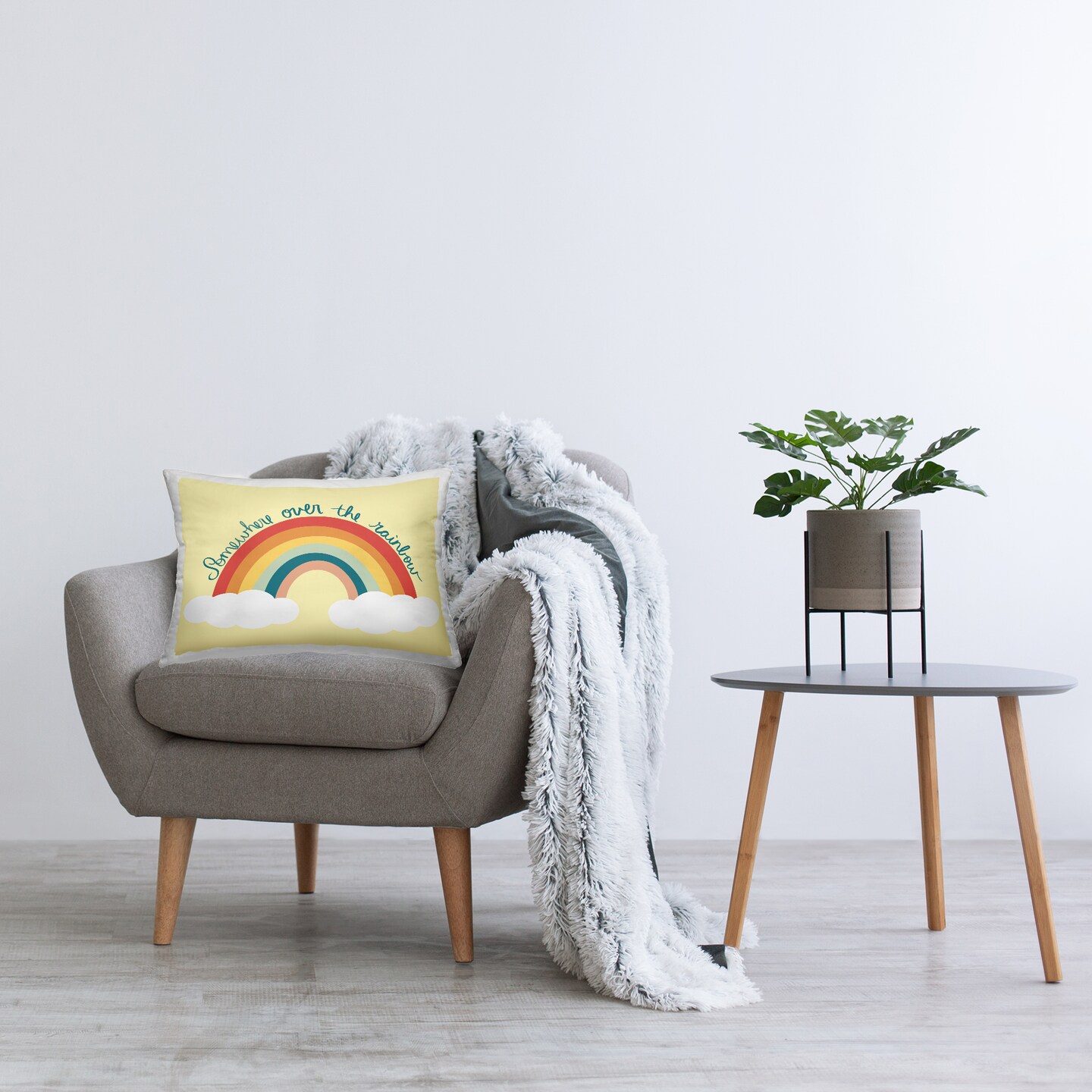 Somewhere Over Rainbow Decorative Printed Throw Pillow Design by Ashley Singleton, 14 x 7 x 20