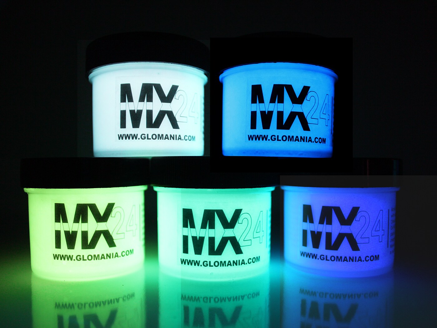 MX24 Invisible Glow in the Dark Paint 5 Color Set .5 Oz Each