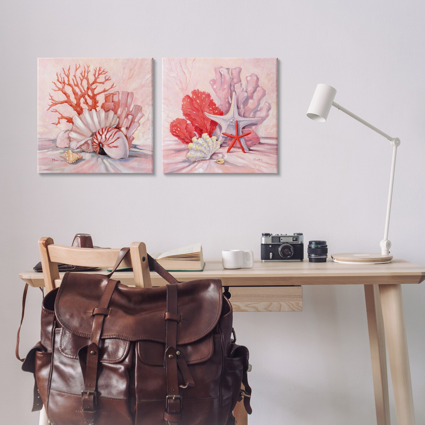 Stupell Industries Pink Coral Still Life 2 pc Canvas Wall Art Set Design by Paul Brent