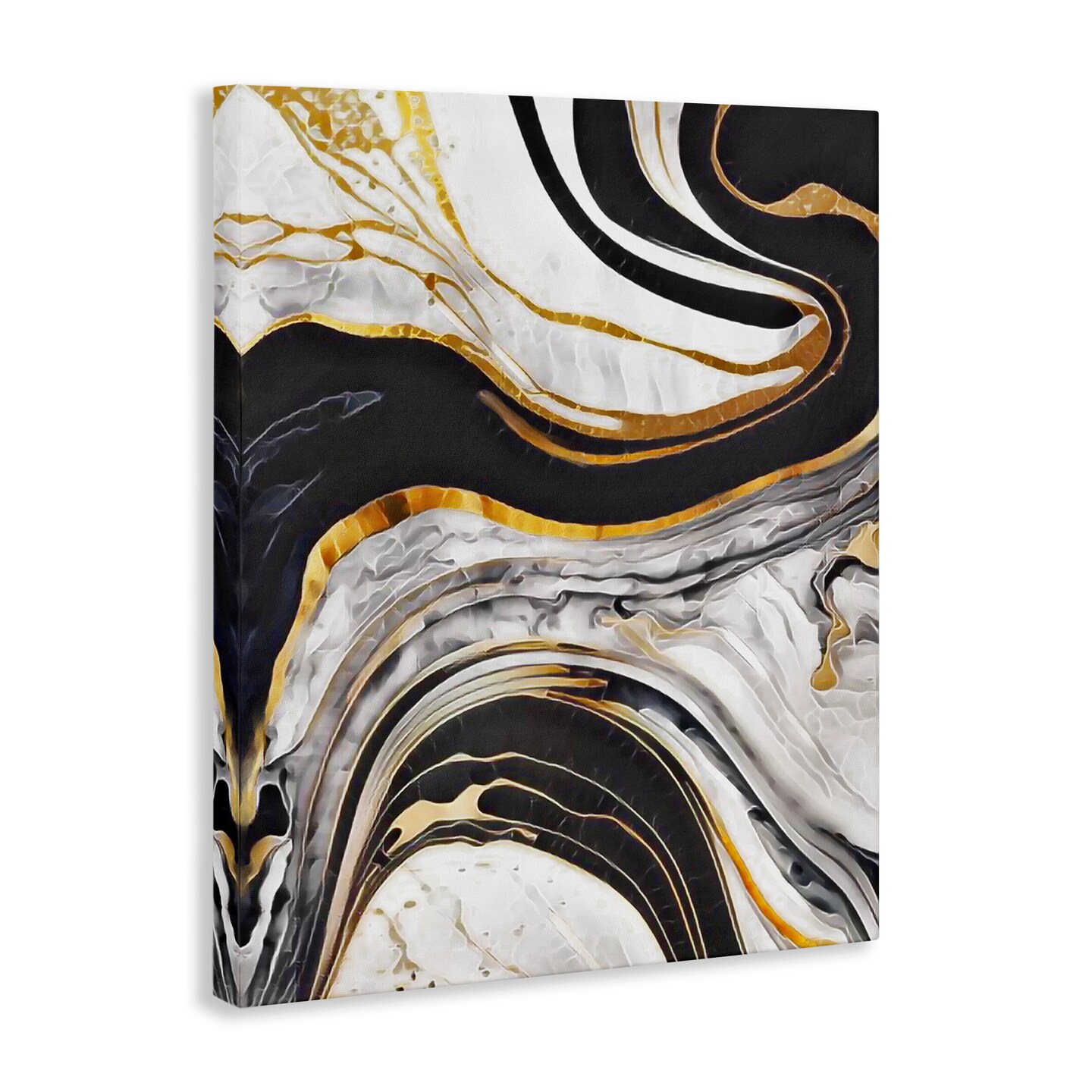 Stupell Industries Marbled Fluid Gold Accent Canvas Wall Art Design by Jesse Keith