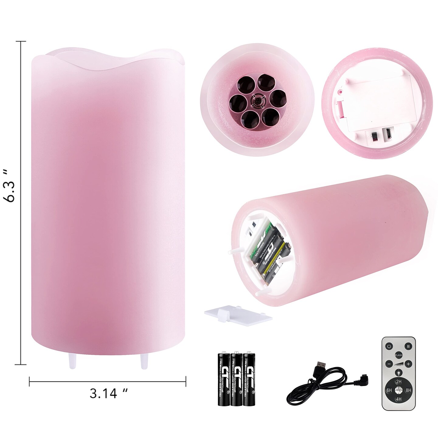 XingsLight Valentines Day Flameless Candles Romantic Pink Heart Projector Lights Battery Operated Night Light with Remote and Timer, LED Candle Home Decorations