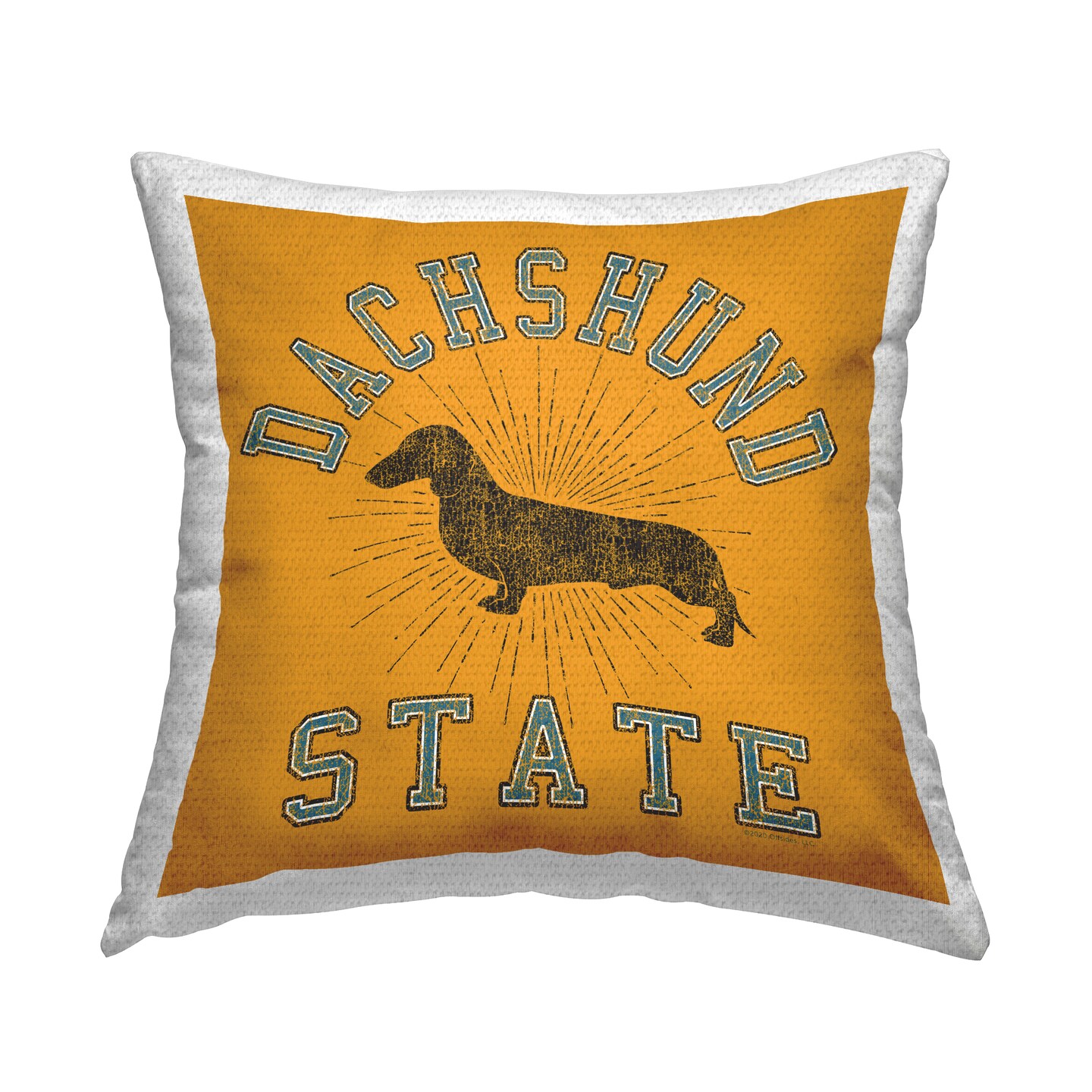 Vintage Dachshund State Outdoor Printed Pillow Design by Spirit Animals/Life Is High, 18 x 7 x 18