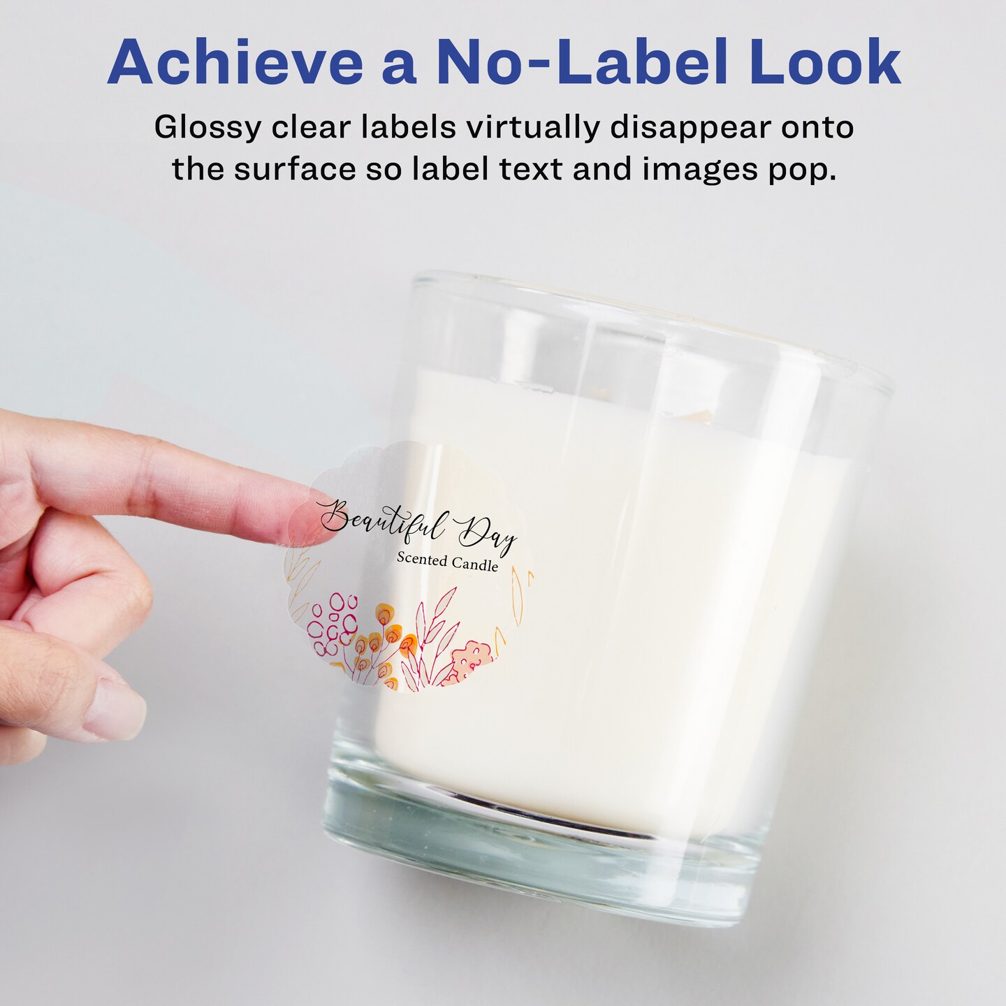 Avery Glossy Clear Round Scalloped Labels with Sure Feed, 2.5&#x22; diameter