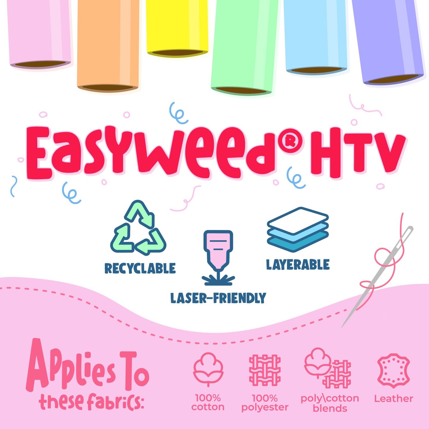 Siser® EasyWeed® Heat Transfer Vinyl Rainbow Sampler, 3-Pack