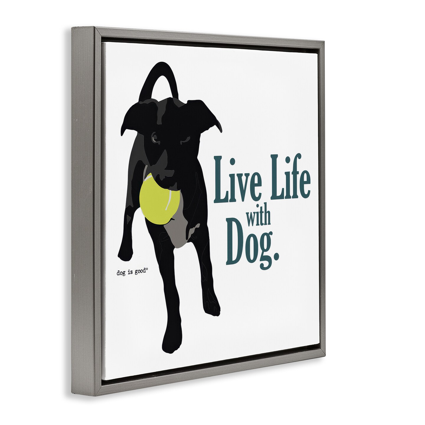 Stupell Industries Live Life with Dog Framed Floater Canvas Wall Art Design by Dog Is Good